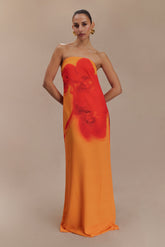 Amaya Strapless Chiffon Maxi Dress - Koi Orchid Print